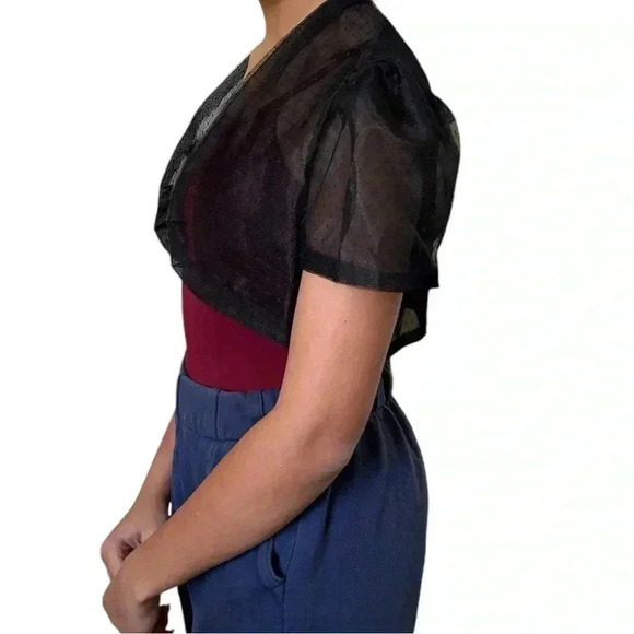 Beautiful Black Woman’s Lace puffed Sleeve Bolero Jacket - Picture 14 of 15